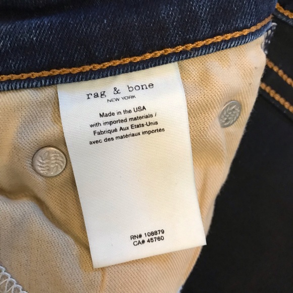 Rag and Bone Cate Mid Rise Skinny Jeans Womens Waist 24 Size 0 Dark Wash Blue - Picture 16 of 16